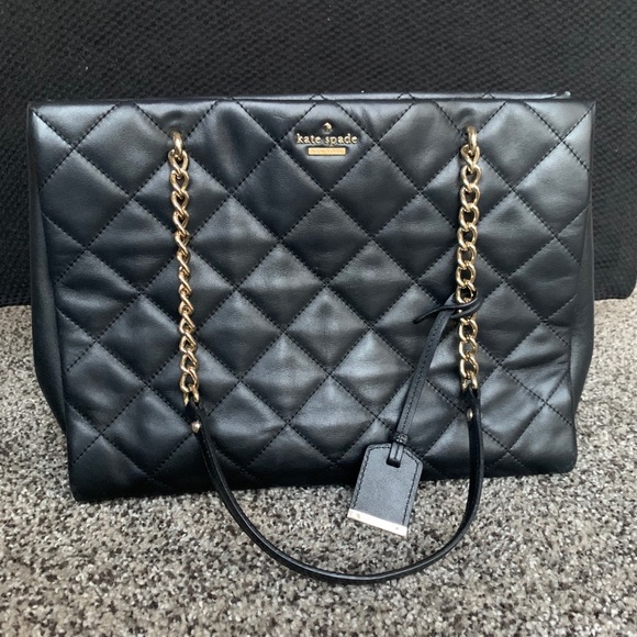 kate spade Handbags - Kate Spade ♠️ black leather quilted purse